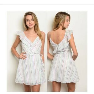 White rainbow stripped summer dress